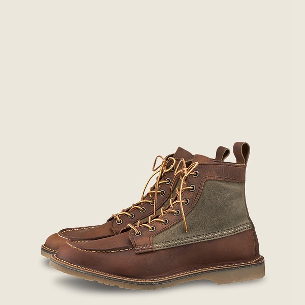 Red Wing Heritage Boots Weekender Canvas Moc - 6-inchr Rough & Tough Leather - Brown - Mens LXE65917